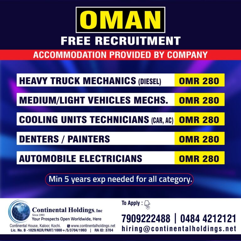 Heavy Truck Mechanics and Other Jobs in Oman – Various Positions