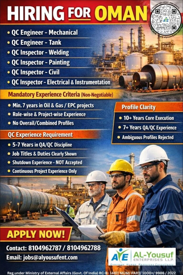 QC Engineer Jobs in Gulf – Mechanical and Instrumentation