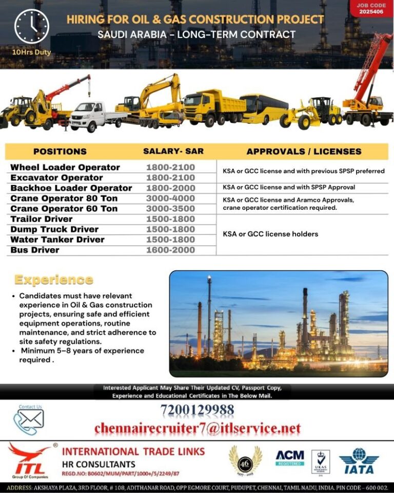 Construction Jobs in Saudi Arabia – Oil & Gas Project