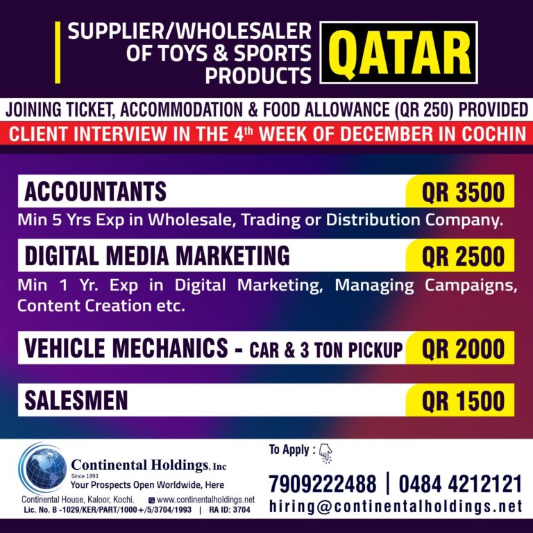 Supplier/Wholesaler Jobs in Gulf – Various Positions