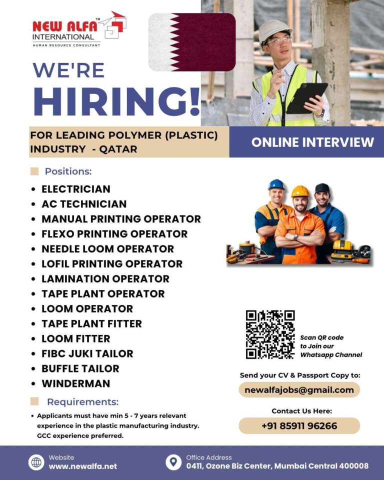 Manufacturing Jobs in Qatar – Electrician, AC Technician, Manual Printing Operator