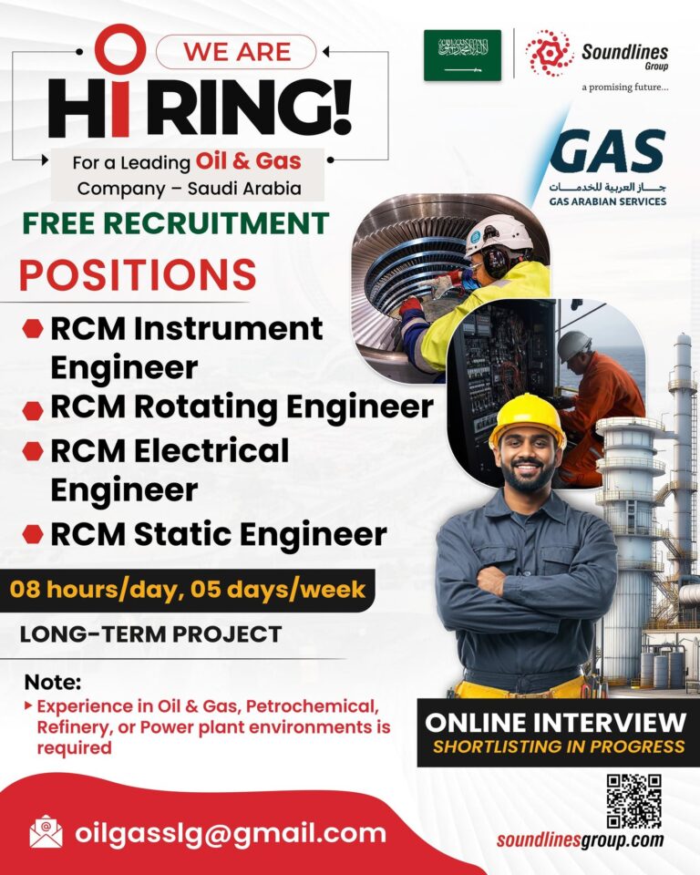 Oil and Gas Jobs in Saudi Arabia – RCM Engineer Positions
