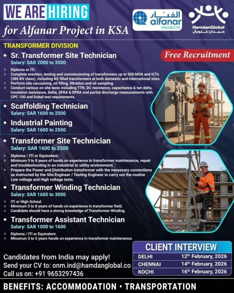 Transformer Jobs in KSA – Alfanar Project
