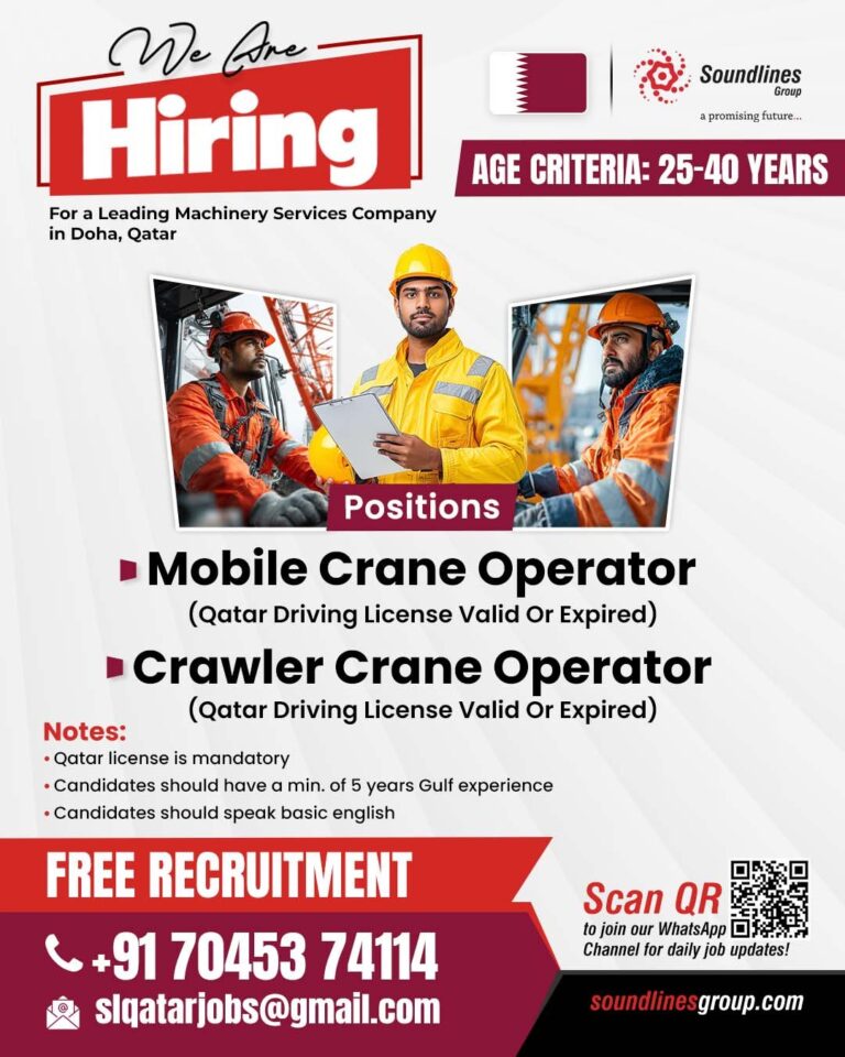 Mobile and Crawler Crane Operator Jobs in Qatar – Machinery Services