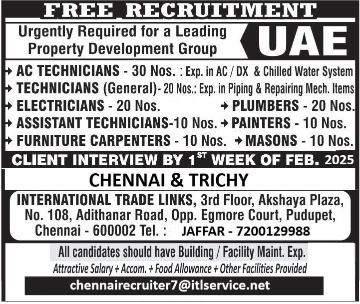 AC Technicians and Other Jobs in UAE – Multiple Positions