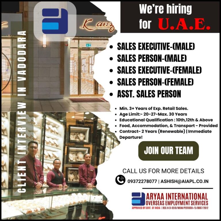 Sales Jobs in United Arab Emirates – Sales Executive and Sales Person