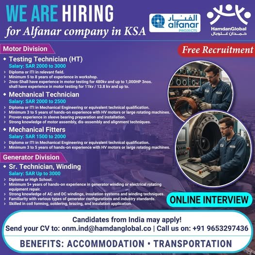 Testing Technician Jobs in KSA – Aljanar Company