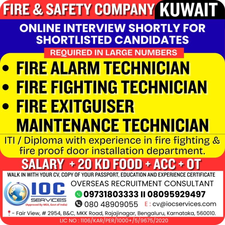 Fire & Safety Jobs in Kuwait – Fire Alarm, Fire Fighting, and Maintenance Technicians