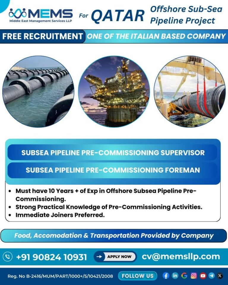 Offshore Sub-Sea Jobs in Middle East – Pipeline Project