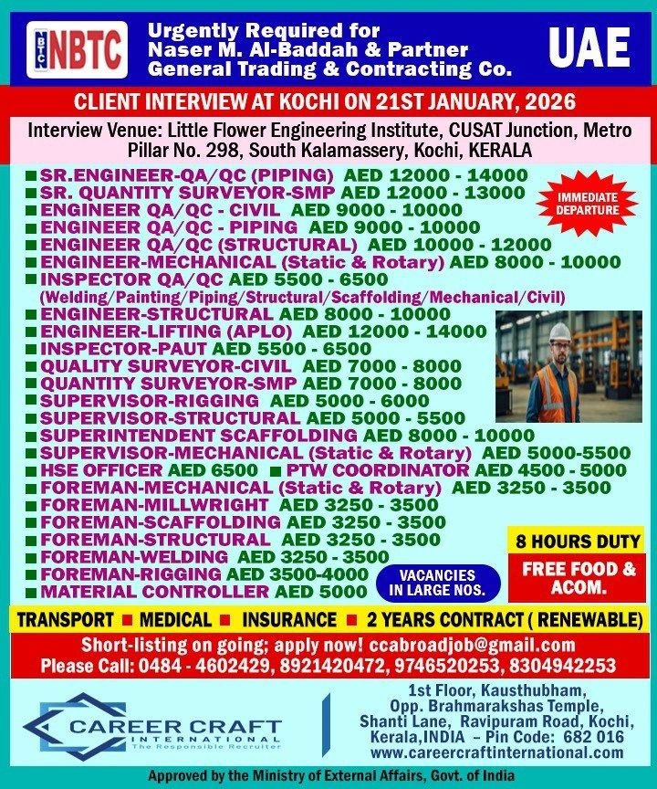 Engineering and Construction Jobs in UAE – Multiple Positions