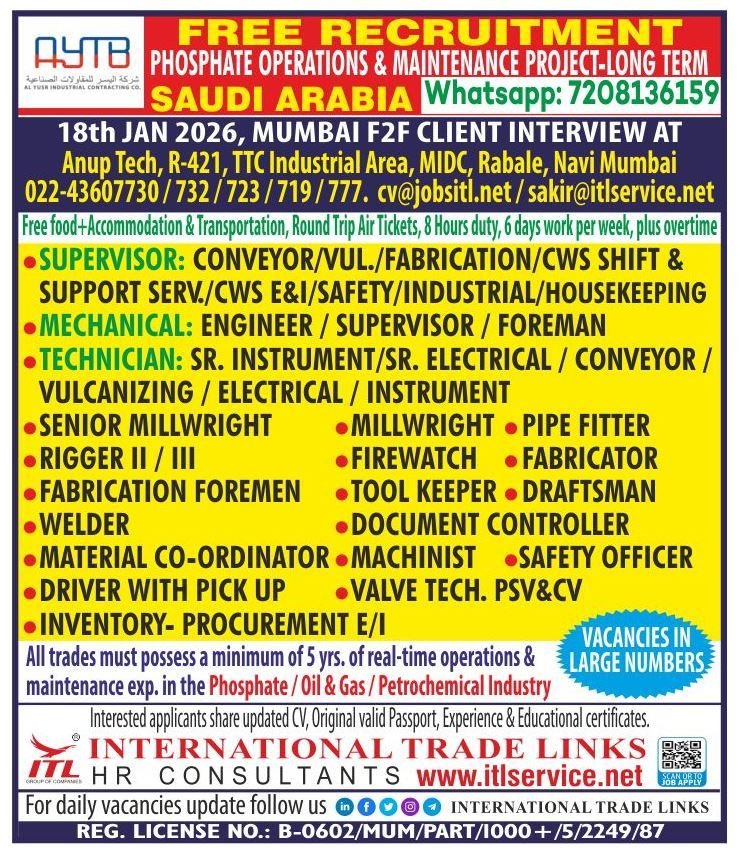 Supervisor and Technician Jobs in Gulf – Conveyor, Fabrication, and Safety Positions