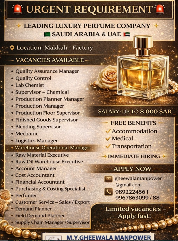Luxury Perfume Jobs in Saudi Arabia – Multiple Positions