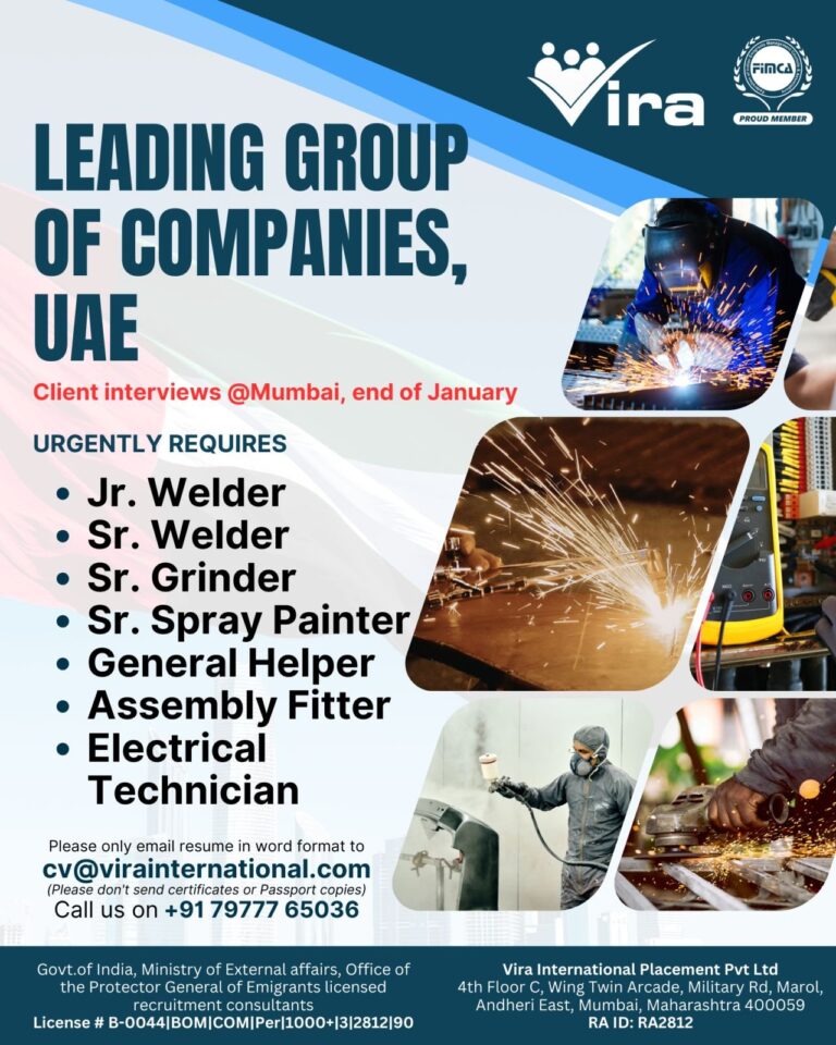 Welder and Technician Jobs in Gulf – Jr. Welder, Sr. Welder, Sr. Grinder, General Helper, Assembly Fitter, Electrical Technician