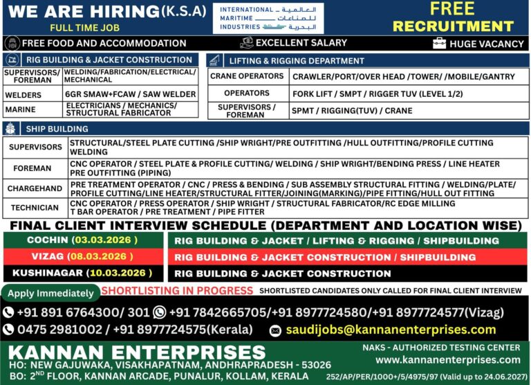 Crane Operator Jobs in K.S.A – RIG Building & Jacket Construction, Lifting & RIGGING Department