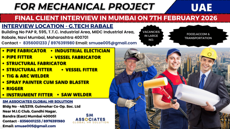 Mechanical Project Jobs in Gulf – Pipe Fabricator, Industrial Electrician, and More