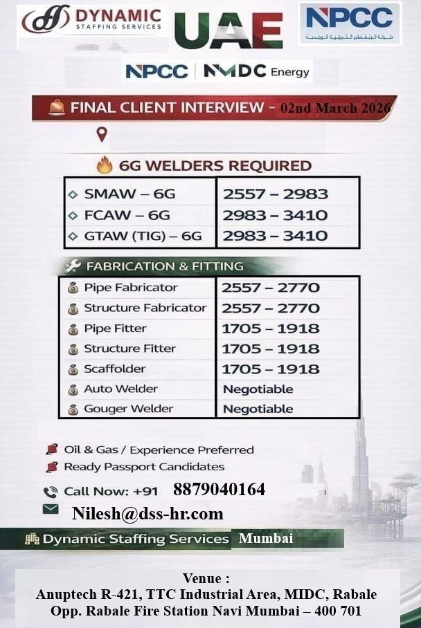 Welding and Fabrication Jobs in Gulf – Multiple Positions