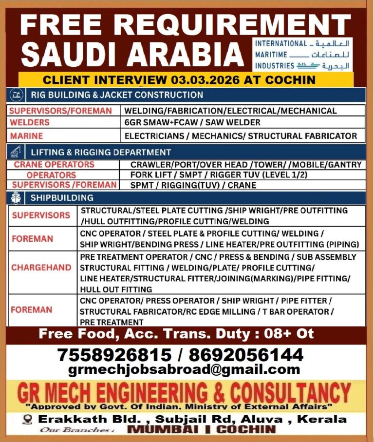 Welding and Fabrication Jobs in Saudi Arabia – RIG BUILDING & JACKET CONSTRUCTION