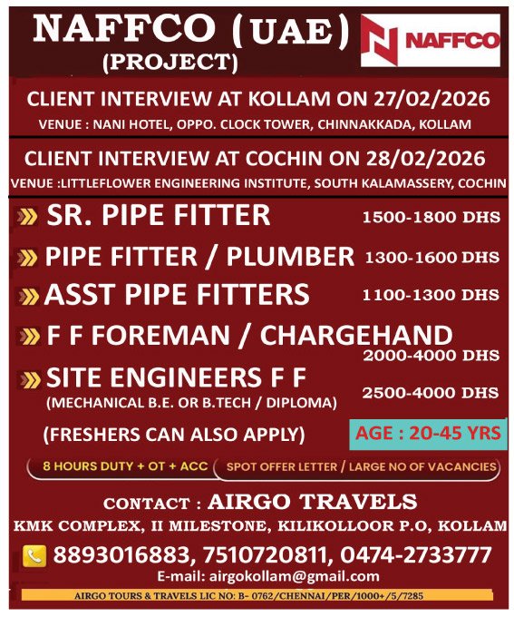 Construction Jobs in UAE – Pipe Fitters, Engineers, and Foremen