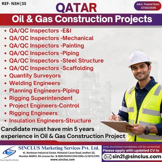 QA/QC Inspector and Engineering Jobs in Qatar – Multiple Positions