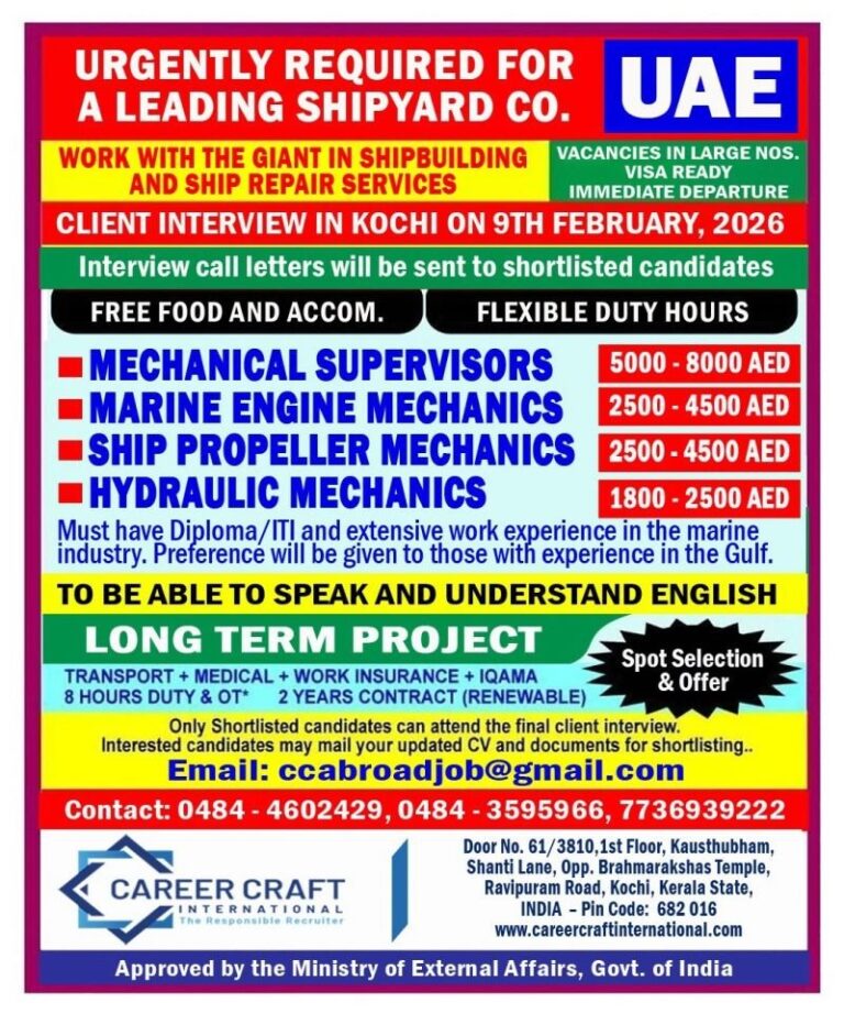 Mechanical Supervisor Jobs in UAE – Marine Industry