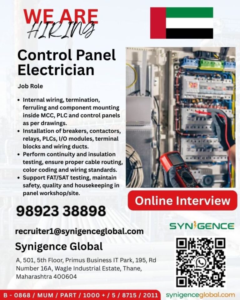 Electrician Jobs in Gulf – Control Panel Electrician