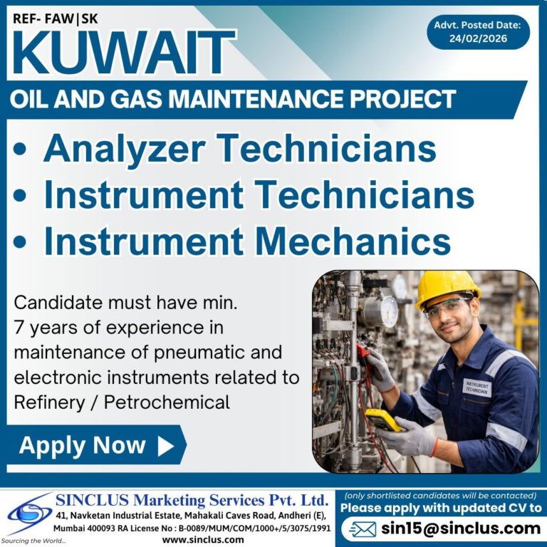 Analyzer and Instrument Technician Jobs in Kuwait – Analyzer Technicians, Instrument Technicians, Instrument Mechanics