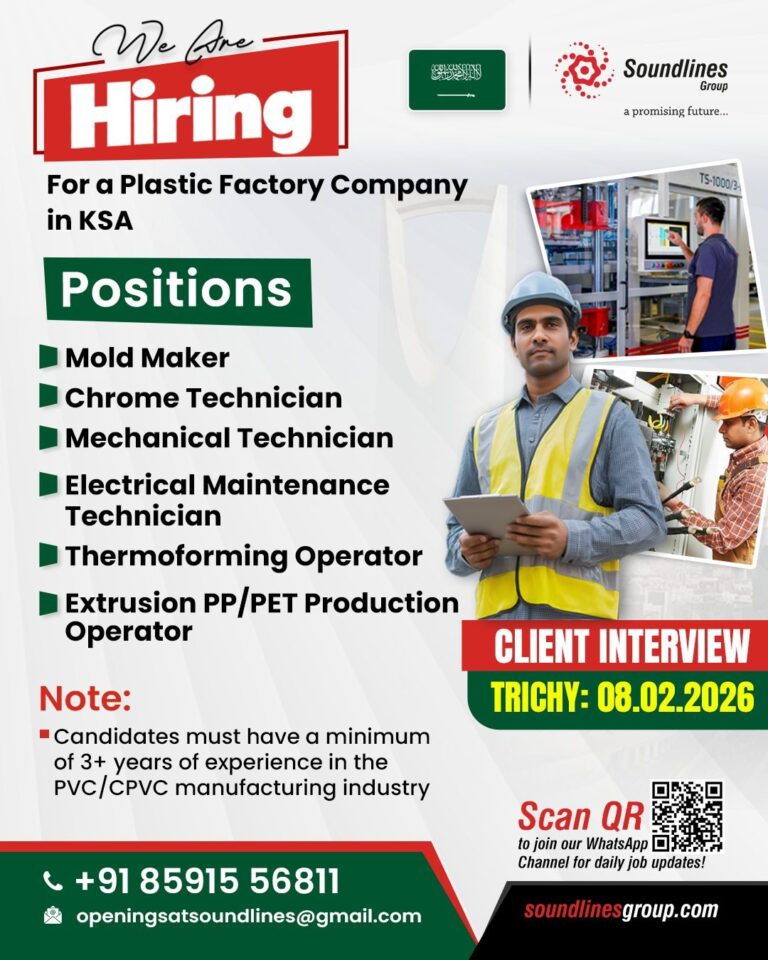 Manufacturing Jobs in Saudi Arabia – Mold Maker, Chrome Technician, and More