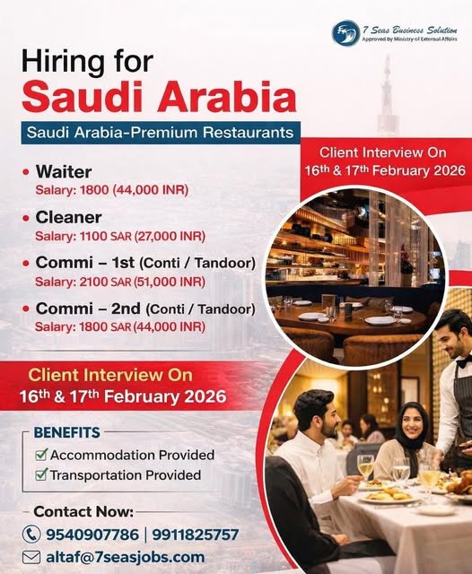 Waiter and Restaurant Staff Jobs in Saudi Arabia – Restaurant Crew