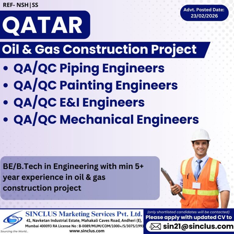 QA/QC Engineer Jobs in Qatar – Piping, Painting, E&I, Mechanical
