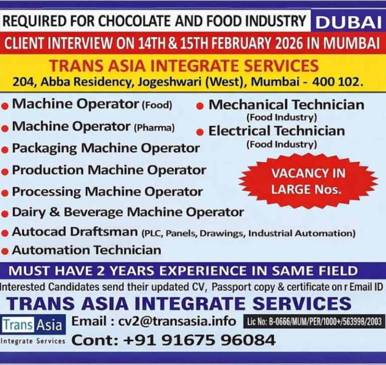 Machine Operator Jobs in Dubai – Food, Pharma, and Packaging