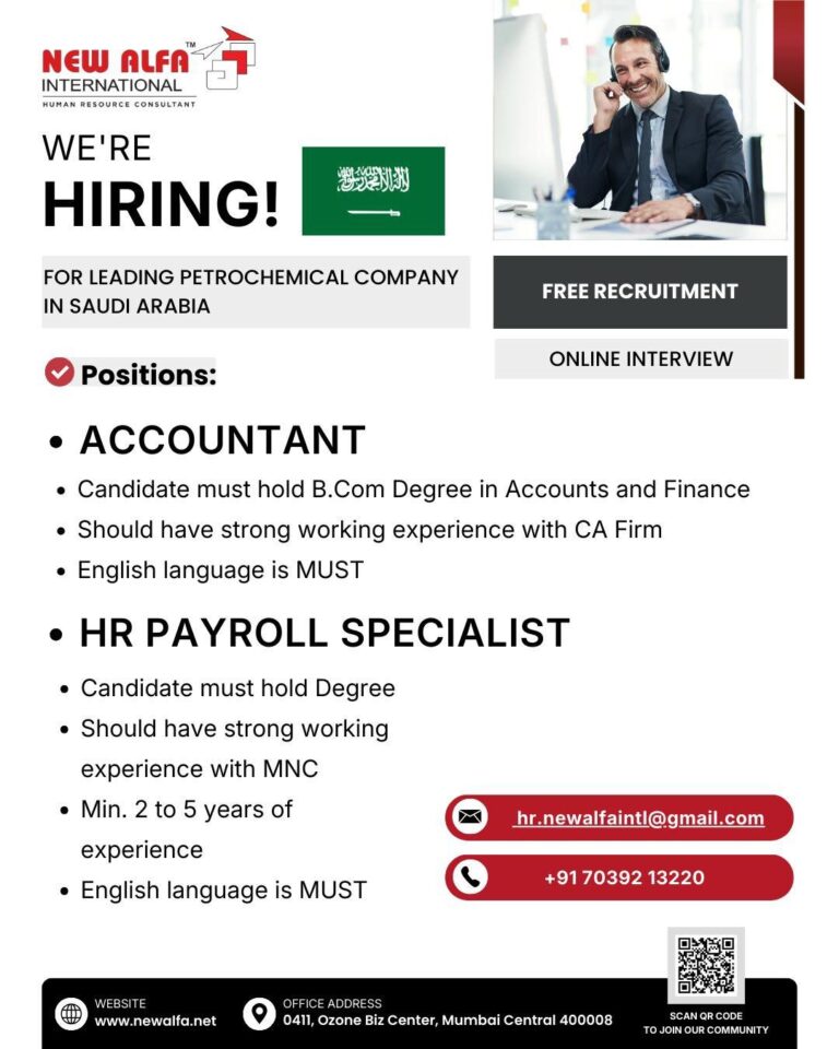 Accountant and HR Payroll Specialist Jobs in Saudi Arabia – Accounting and HR